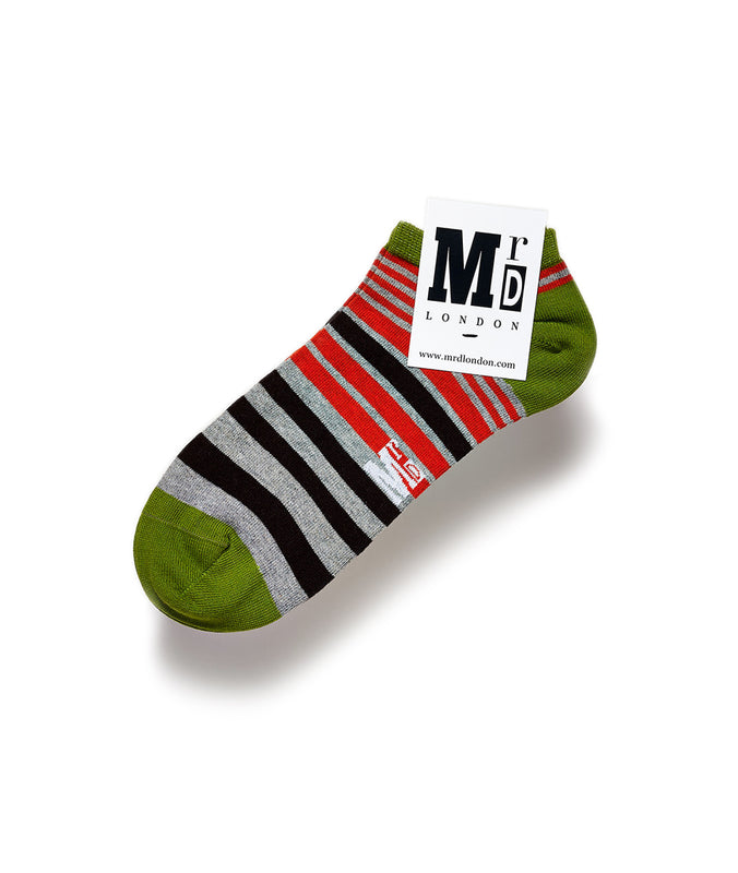 Jungle Stripe Liner Sock - Green 1