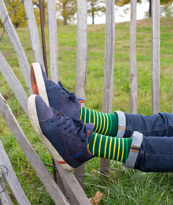 Breton Stripe 9 Gauge Sock - Green