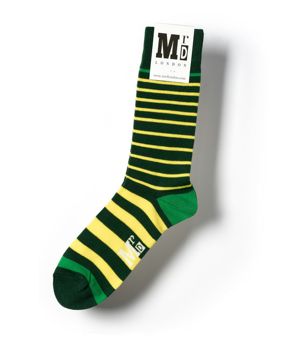 Breton Stripe 9 gauge sock - Green 1