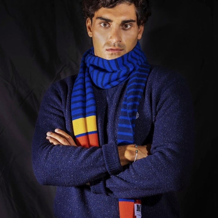 Navy/Blue Breton Stripe Wool Scarf