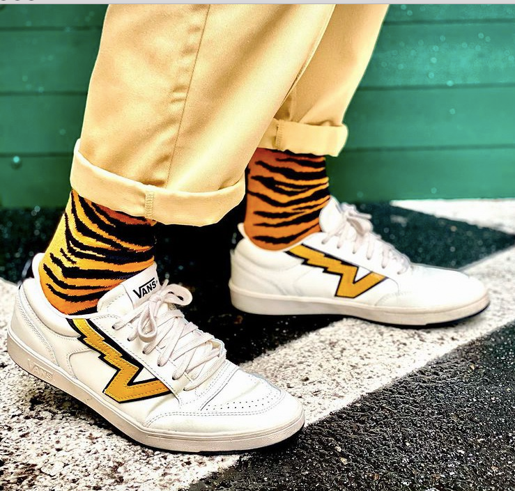 Tiger Stripes Fine Sock - Orange/Black