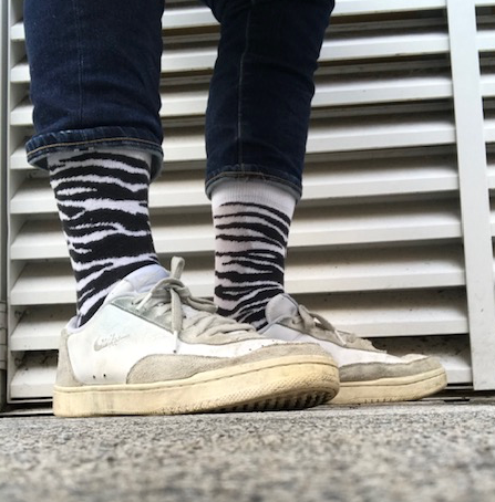 Zebra Stripes Fine Sock - White/Black