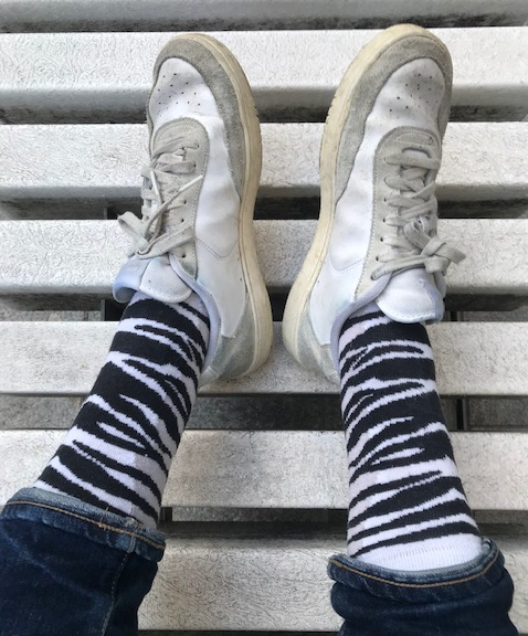 Zebra Stripes Fine Sock - White/Black