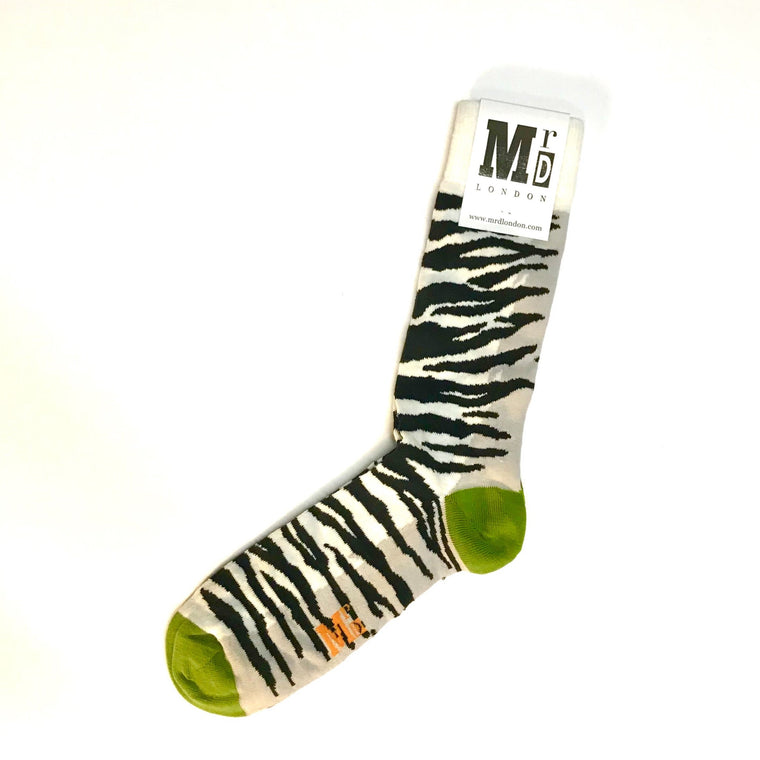 Zebra Stripes Fine Sock - White/Black